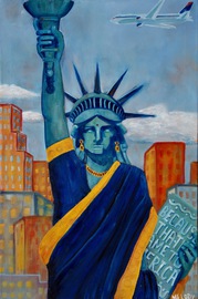 The Statue of Liberty dressed in traditional Asian Indian dress