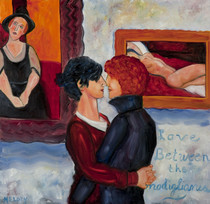 Love Between the Modiglianis  / Original Oil Painting by Melody Croft